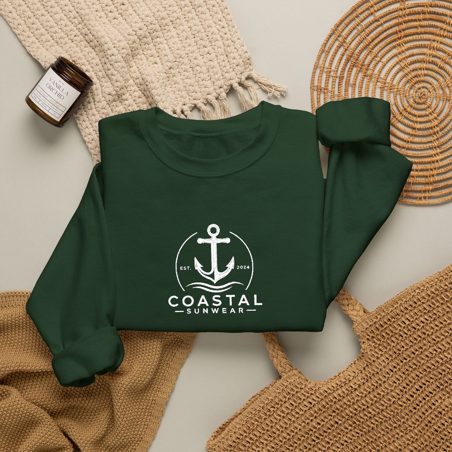 Coastal Embroidered Gildan Crewneck Sweatshirt