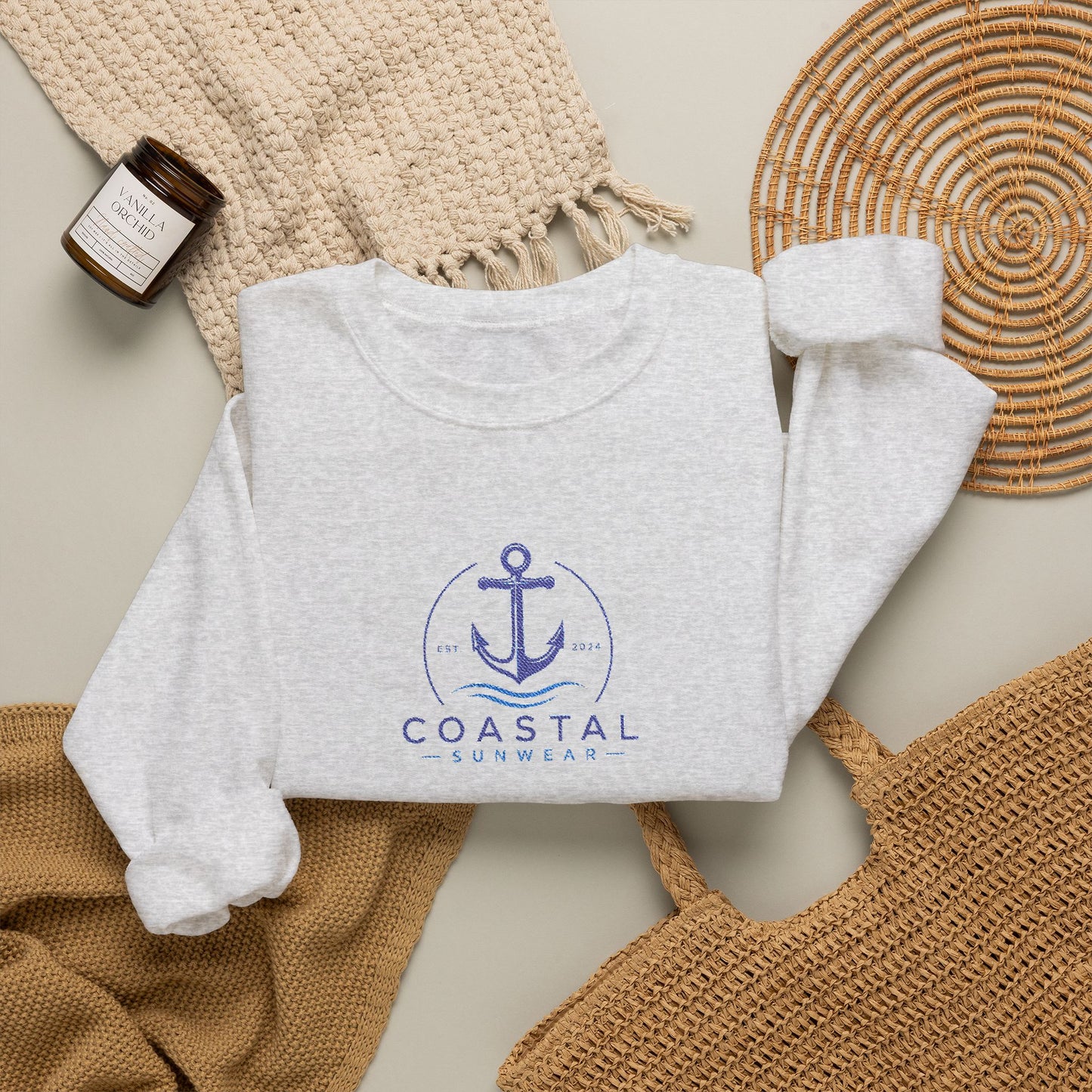 Coastal Embroidered Crewneck Gildan Sweatshirt