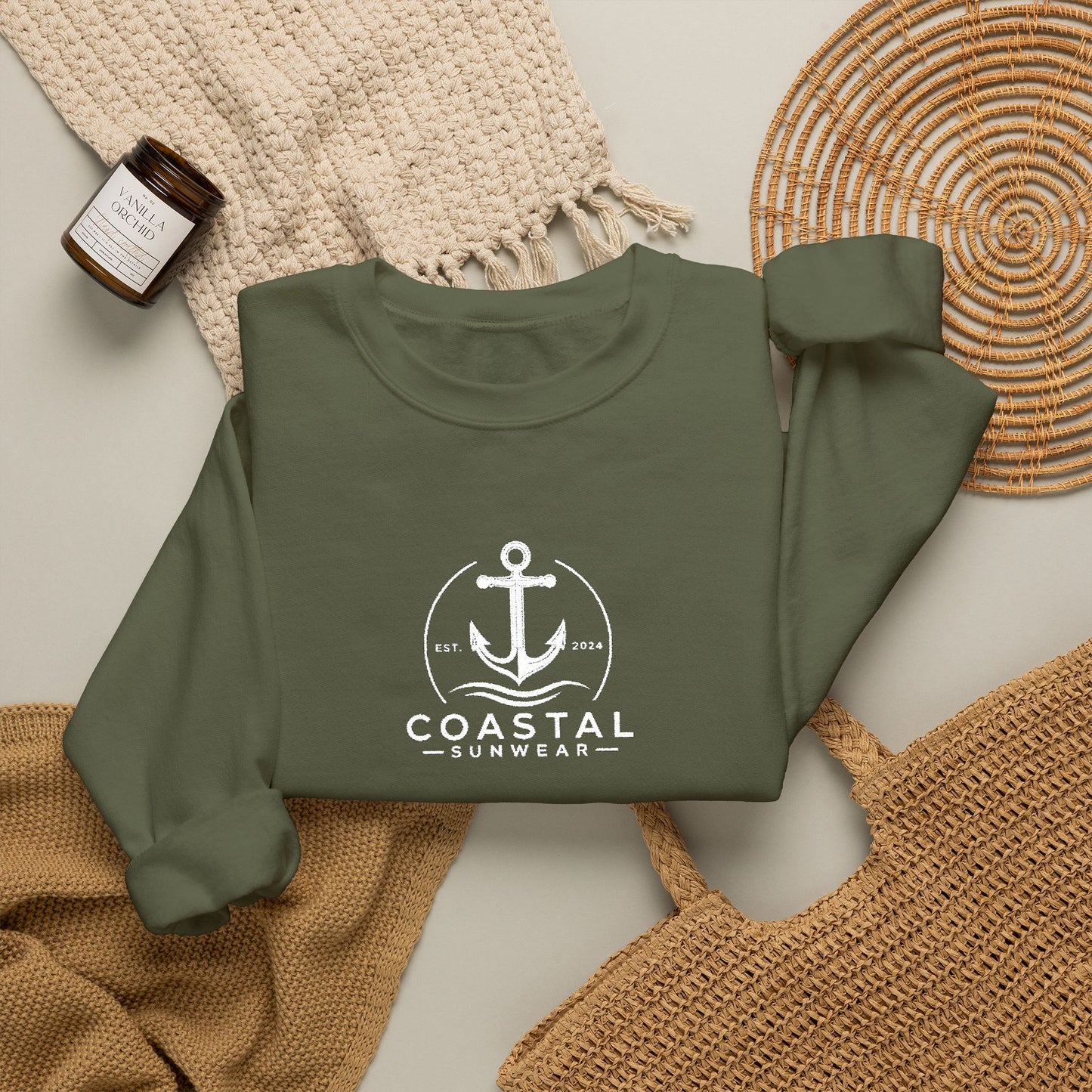 Coastal Embroidered Gildan Crewneck Sweatshirt