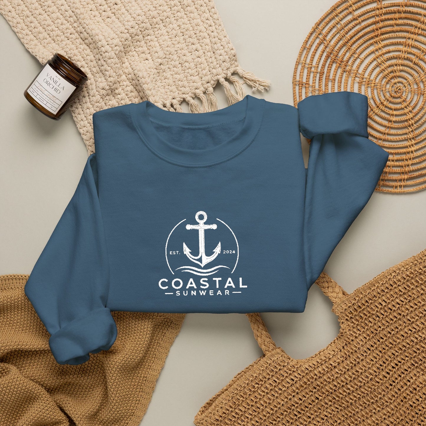 Coastal Embroidered Gildan Crewneck Sweatshirt