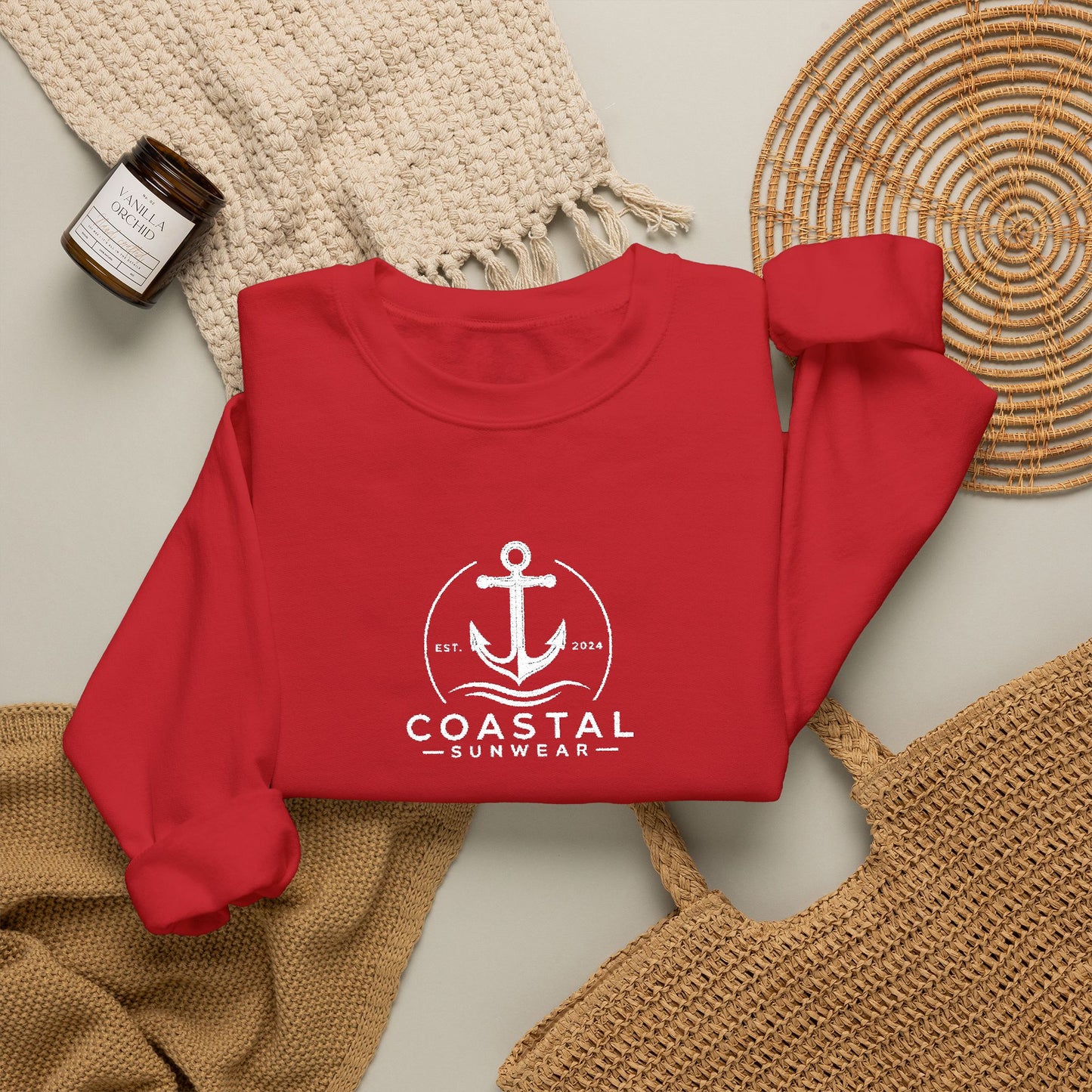 Coastal Embroidered Gildan Crewneck Sweatshirt