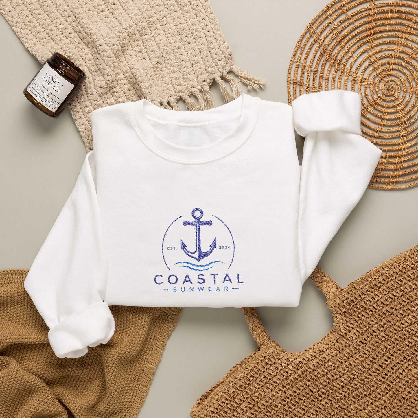 Coastal Embroidered Crewneck Gildan Sweatshirt