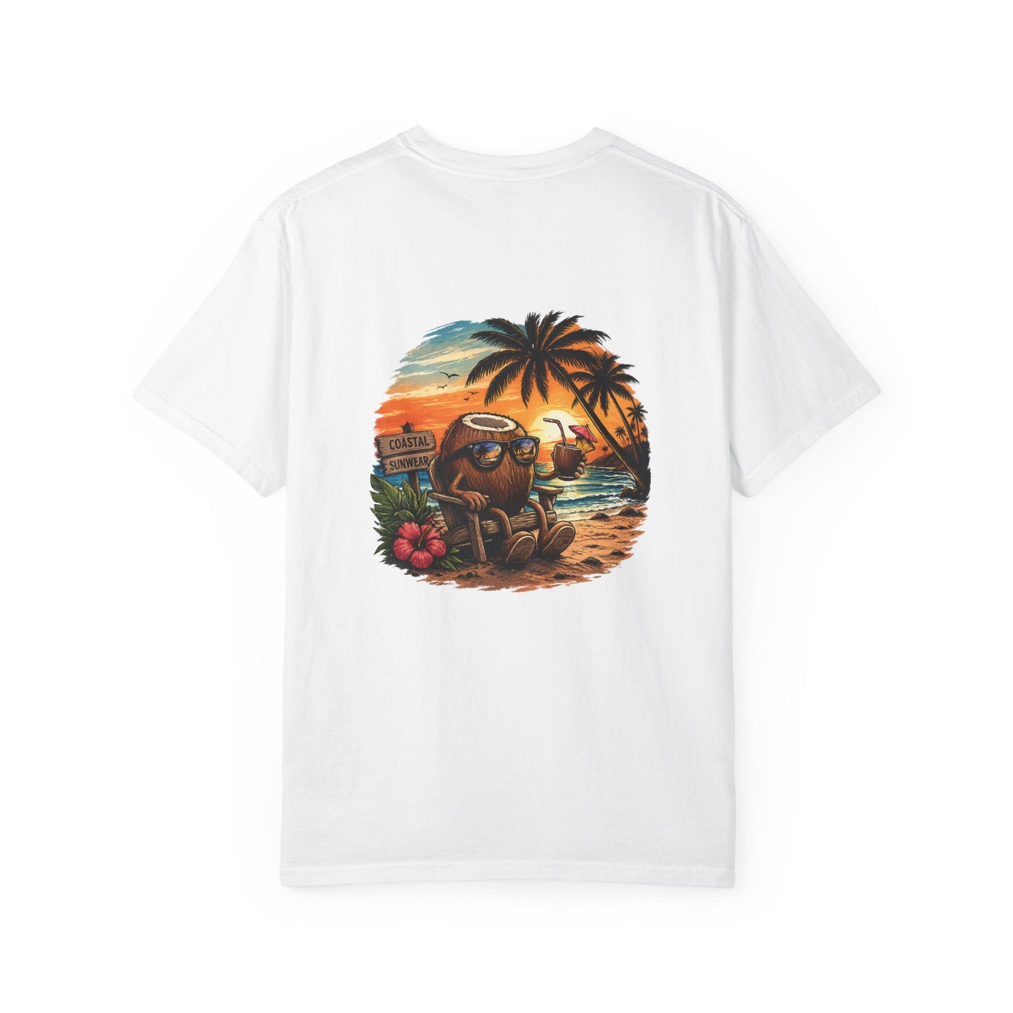 Coastal Summer Anchor T-Shirt — Beach Sunset Coconut Character Tee