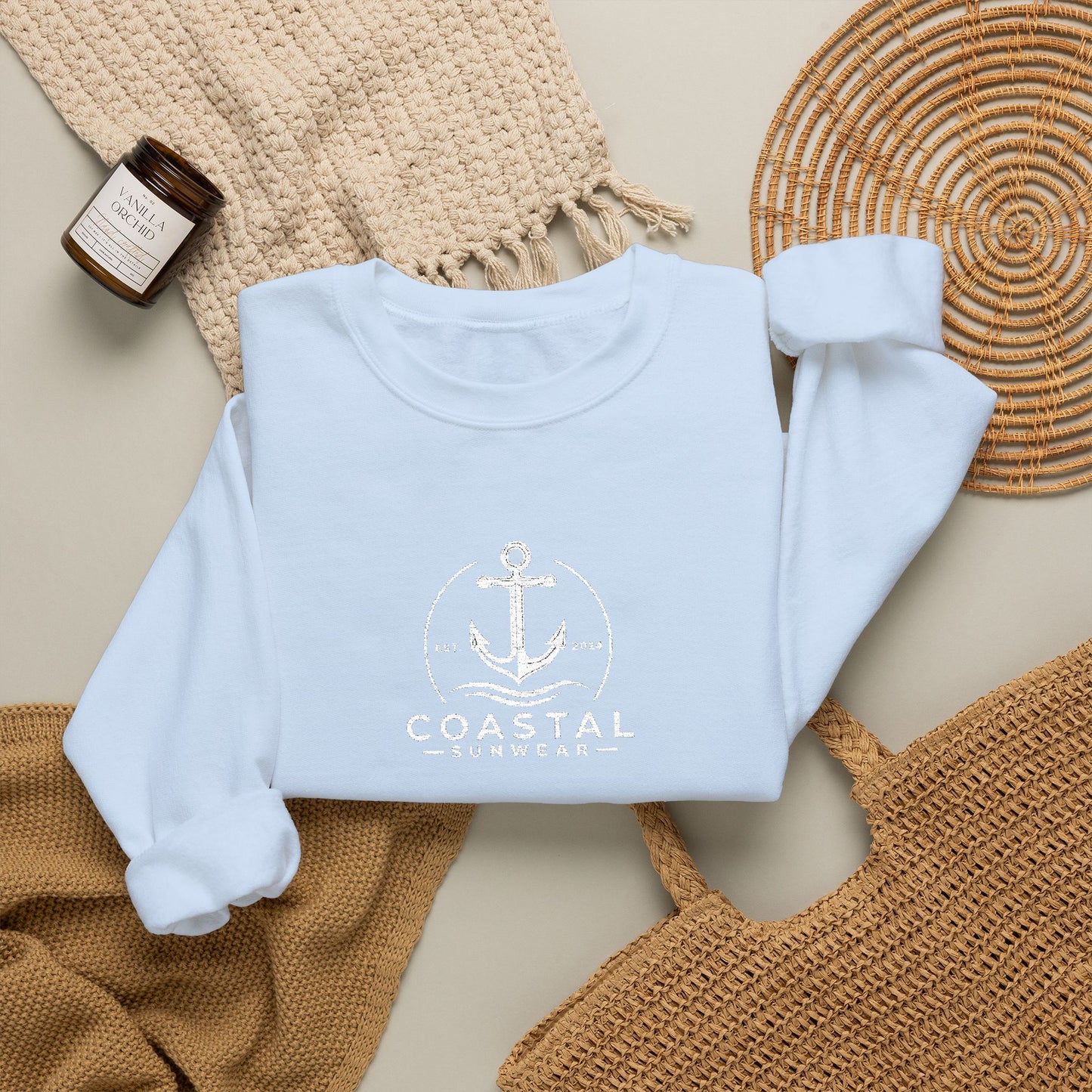 Coastal Embroidered Gildan Crewneck Sweatshirt