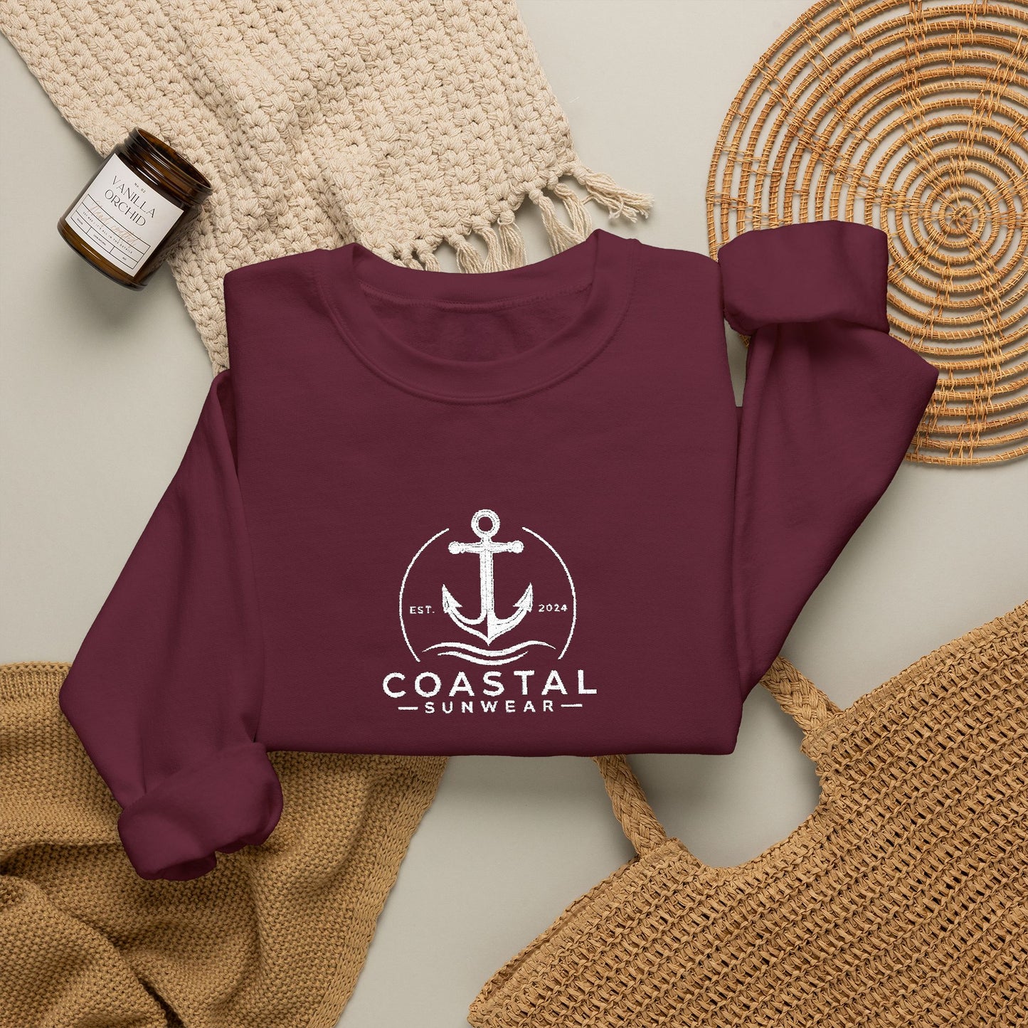 Coastal Embroidered Gildan Crewneck Sweatshirt