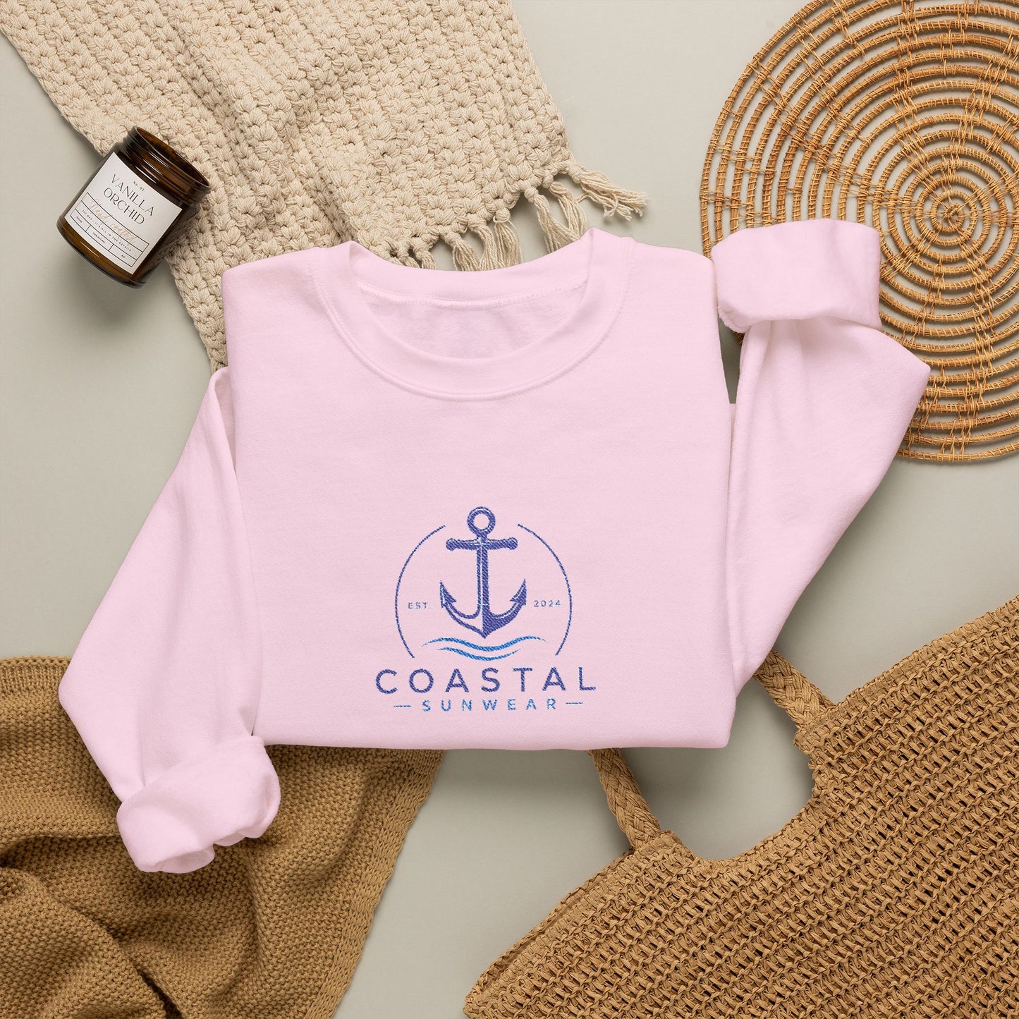 Coastal Embroidered Crewneck Gildan Sweatshirt